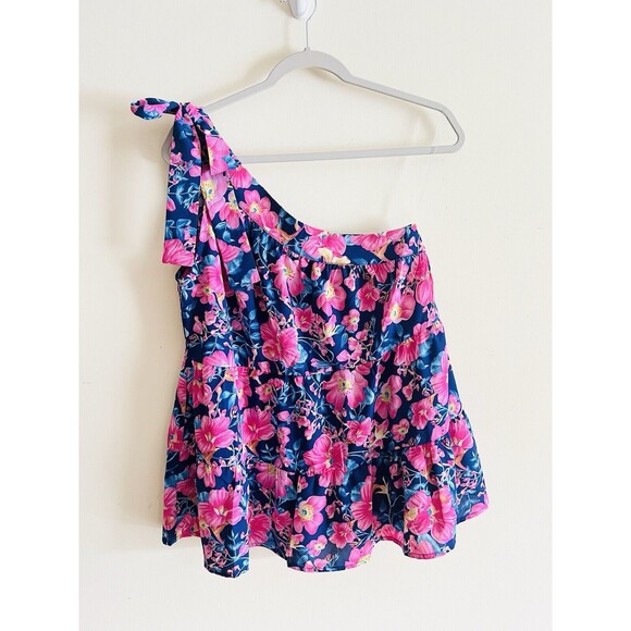 Staccato Floral Print One Shoulder Tiered Ruffle Top‎ Boutique M Tie Whimsy - Picture 3 of 5